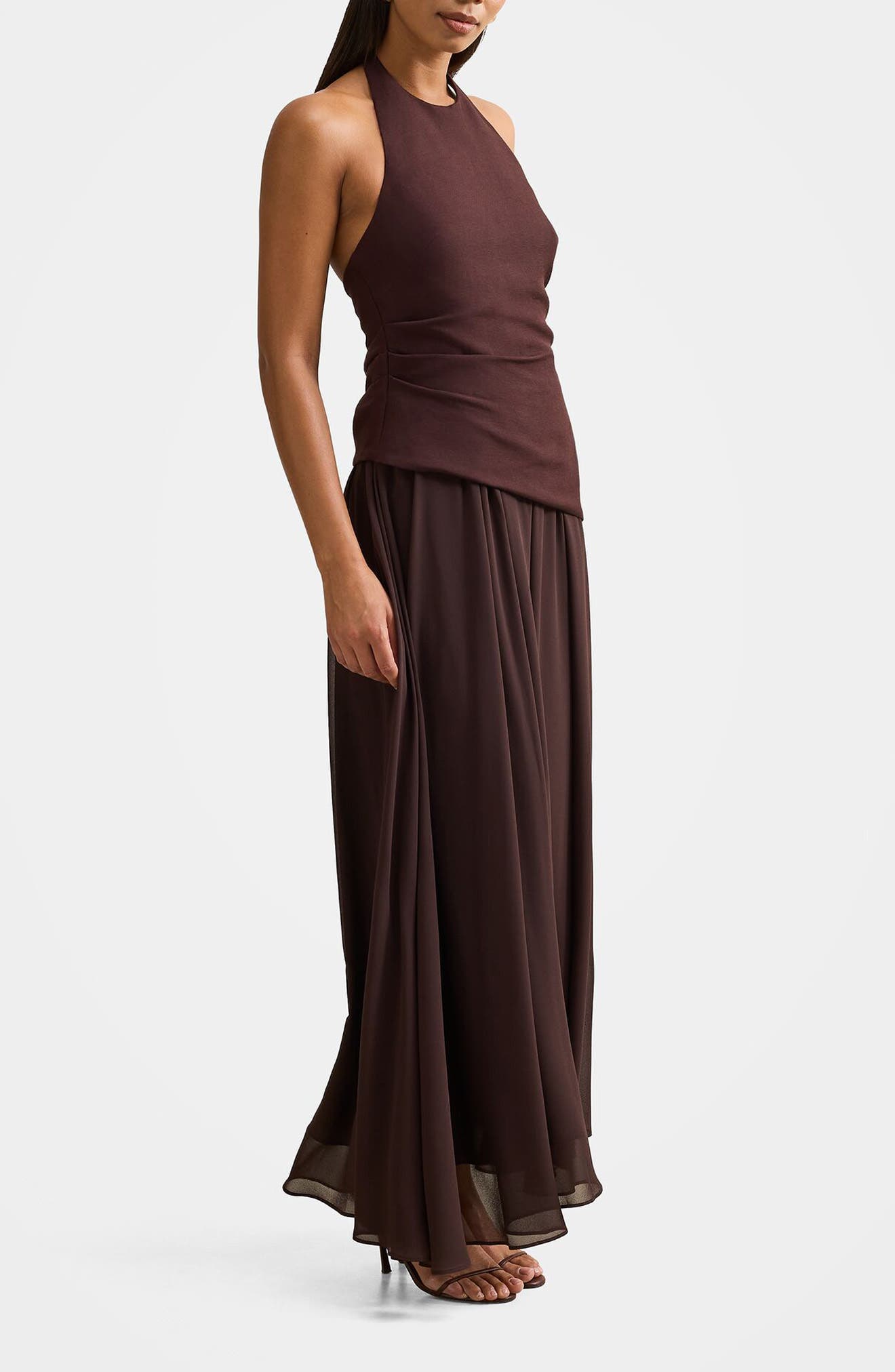 posse elise tiered linen-blend maxi dress Posse Exclusive Ellie Linen Maxi Dress in Red