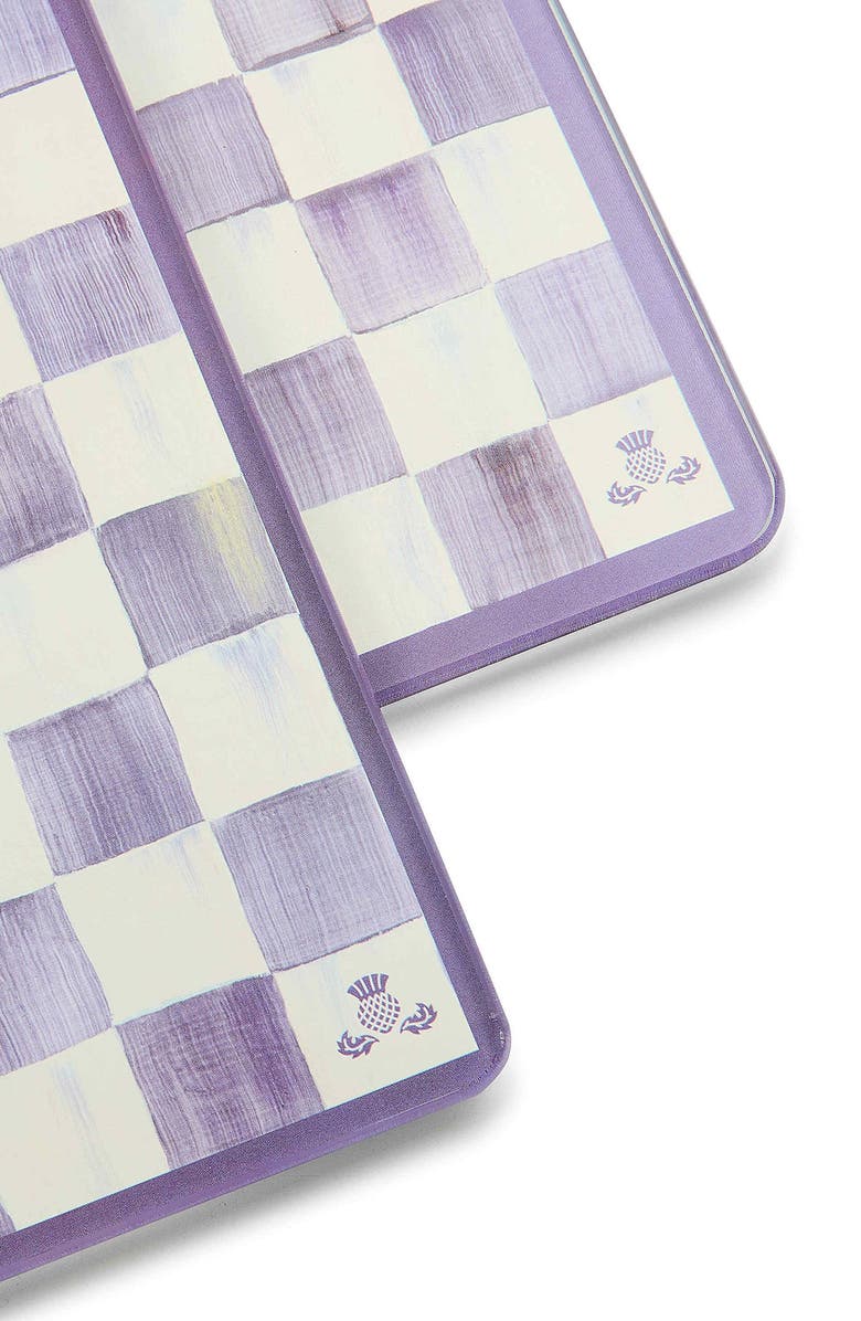 MACKENZIE CHILDS Violet Check Set of 2 Glass Cutting Boards, Alternate, color, Violet
