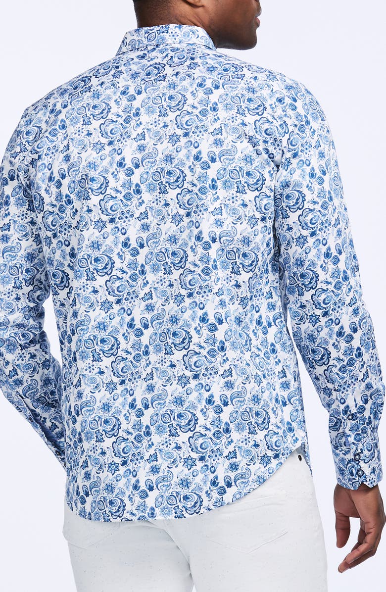 Robert Graham Lamton Cotton Button-Up Shirt, Alternate, color, Blue