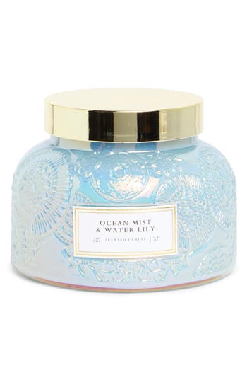 Portofino Candles Ocean Mist Garden Glass Jar Candle In Pacific Blue Luster