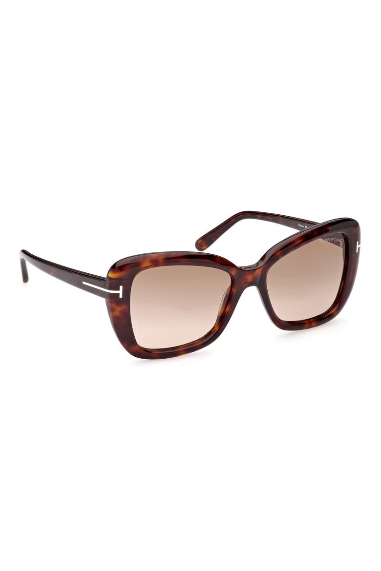 Maeve 55mm Gradient Polarized Butterfly Sunglasses, Alternate, color, DARK HAVANA / GRADIENT BROWN