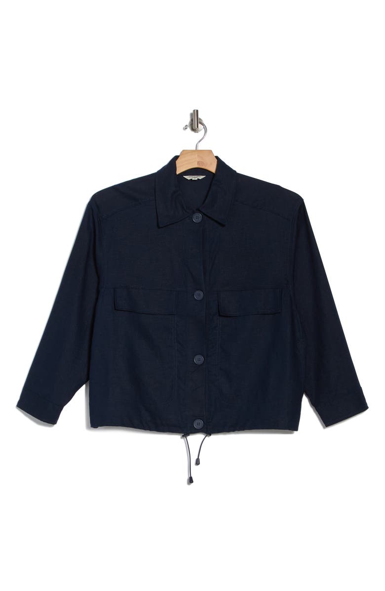 MAX STUDIO Linen & Cotton Twill Utility Jacket, Alternate, color, Navy