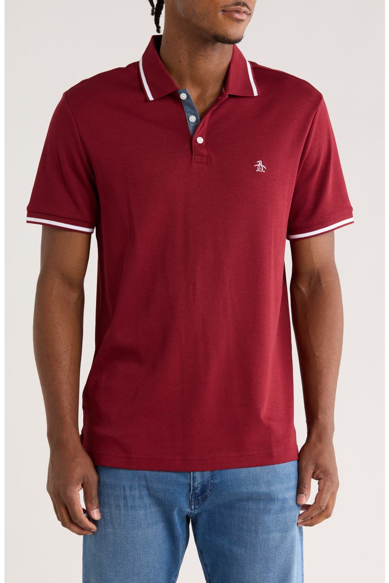 Tipped Cotton Interlock Polo, Main, color, CABERNET