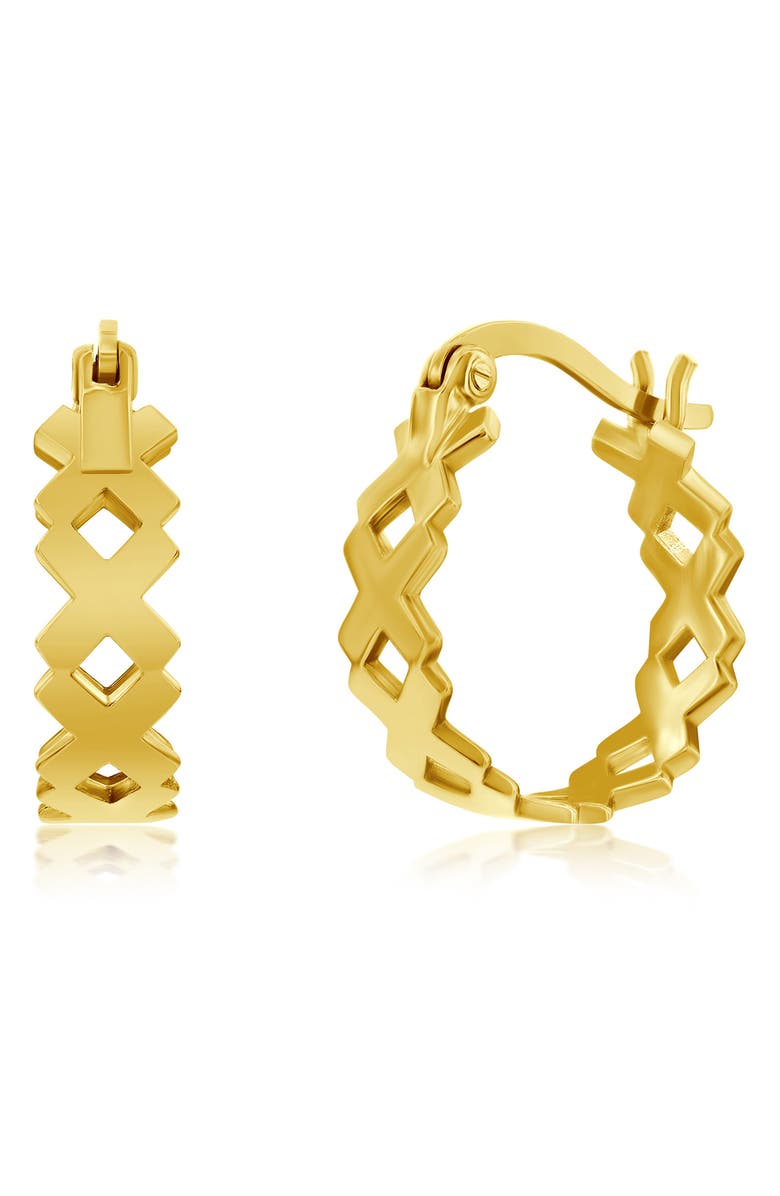SIMONA 'X' Hoop Earrings, Main, color, Gold