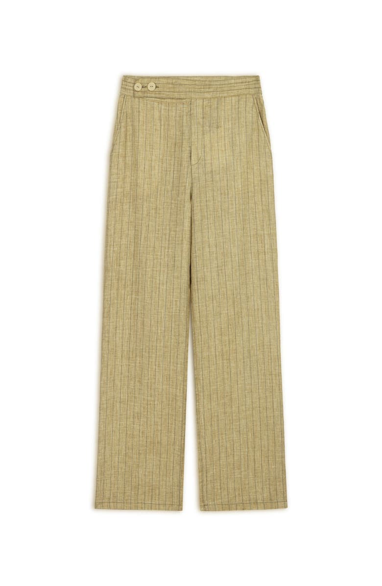 Nocturne Linen Striped High-Waist Pants, Alternate, color, 