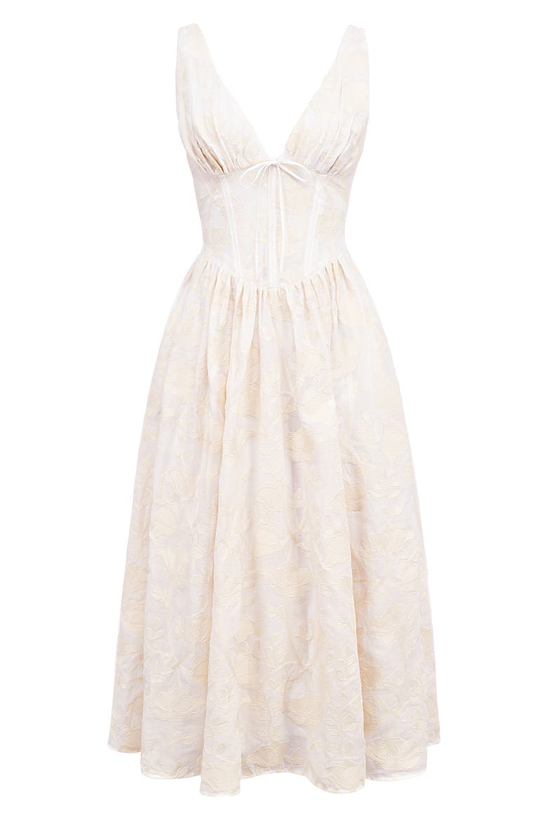Emmelina Embroidered Corset Bodice Cocktail Dress, Alternate, color, WHITE
