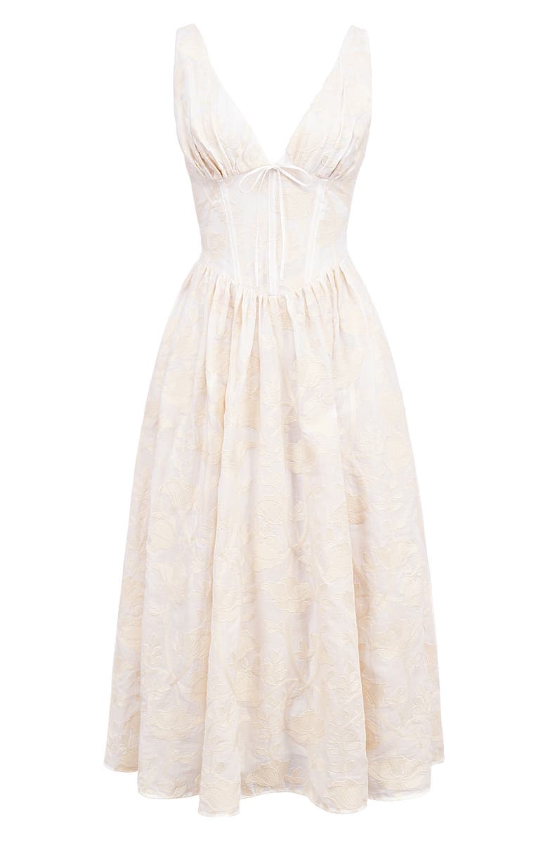 HOUSE OF CB Emmelina Embroidered Corset Bodice Cocktail Dress, Alternate, color, White