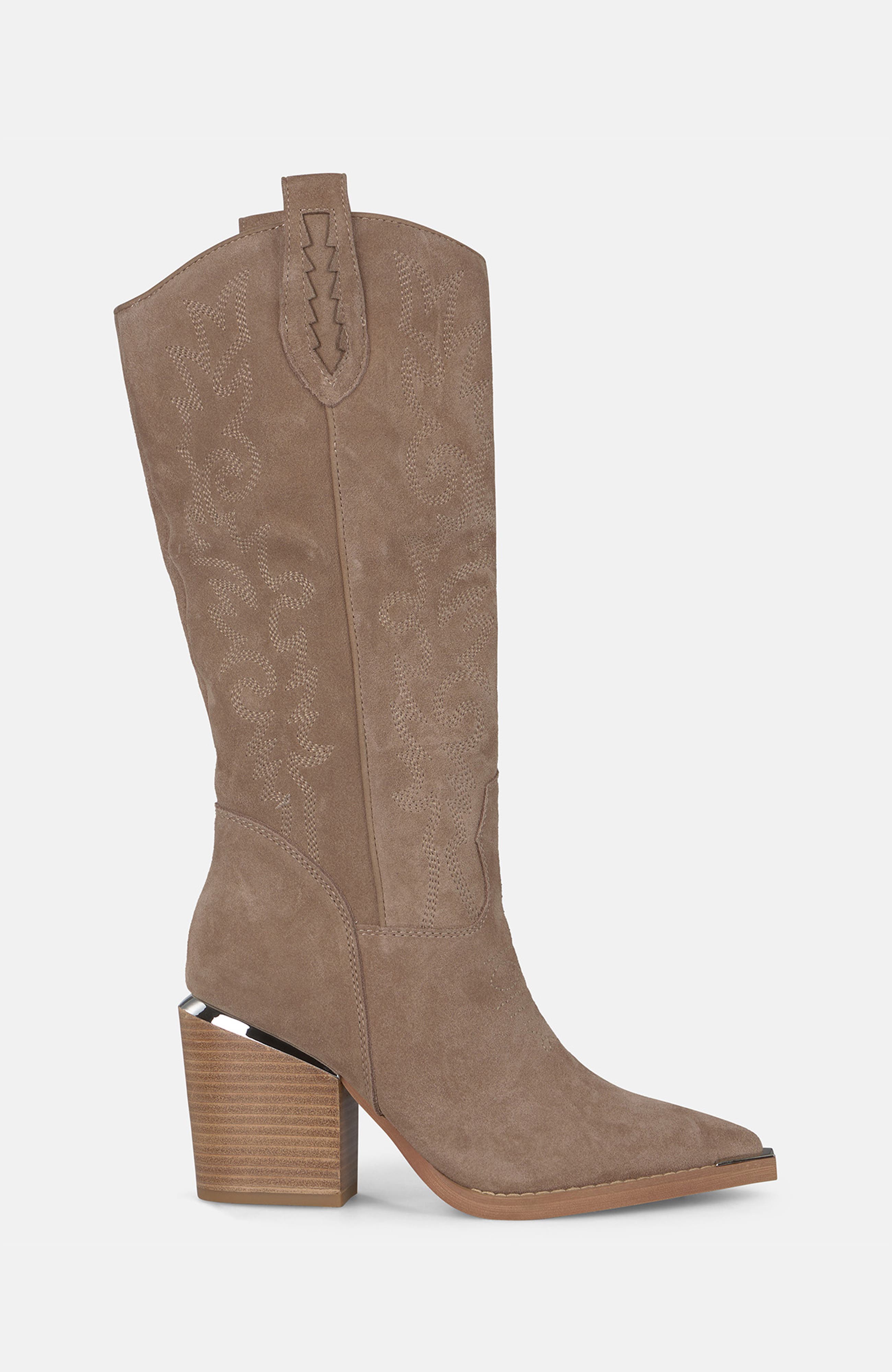 Embroidered Heel Boot, Alternate, color, Vison