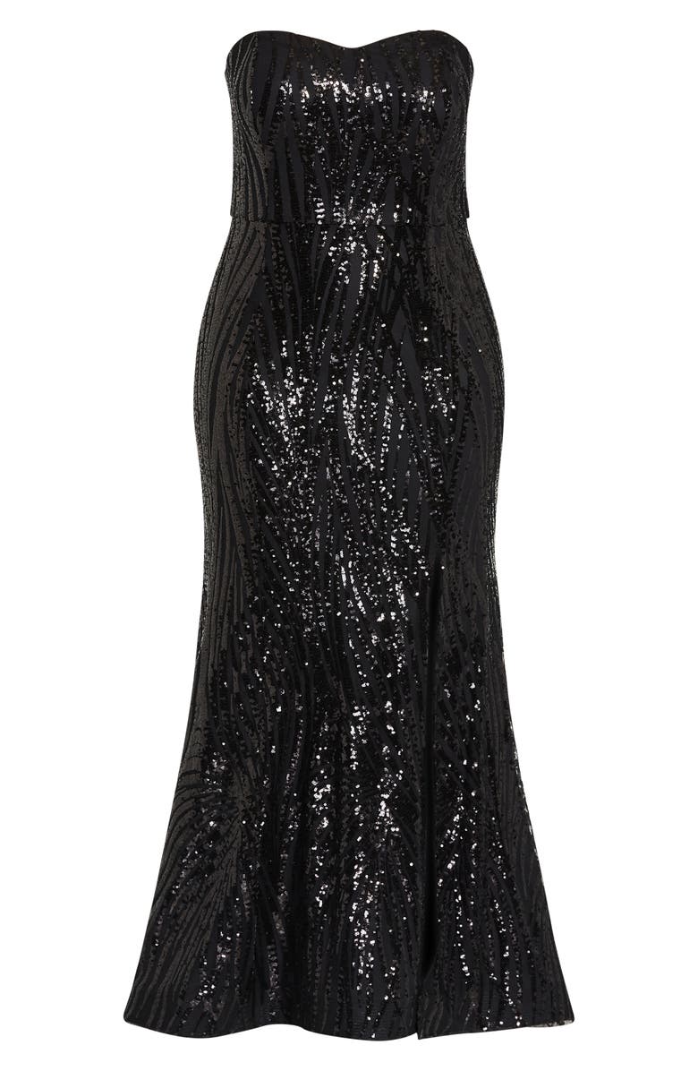 City Chic Monroe Sequin Sweetheart Strapless Gown, Alternate, color, 
