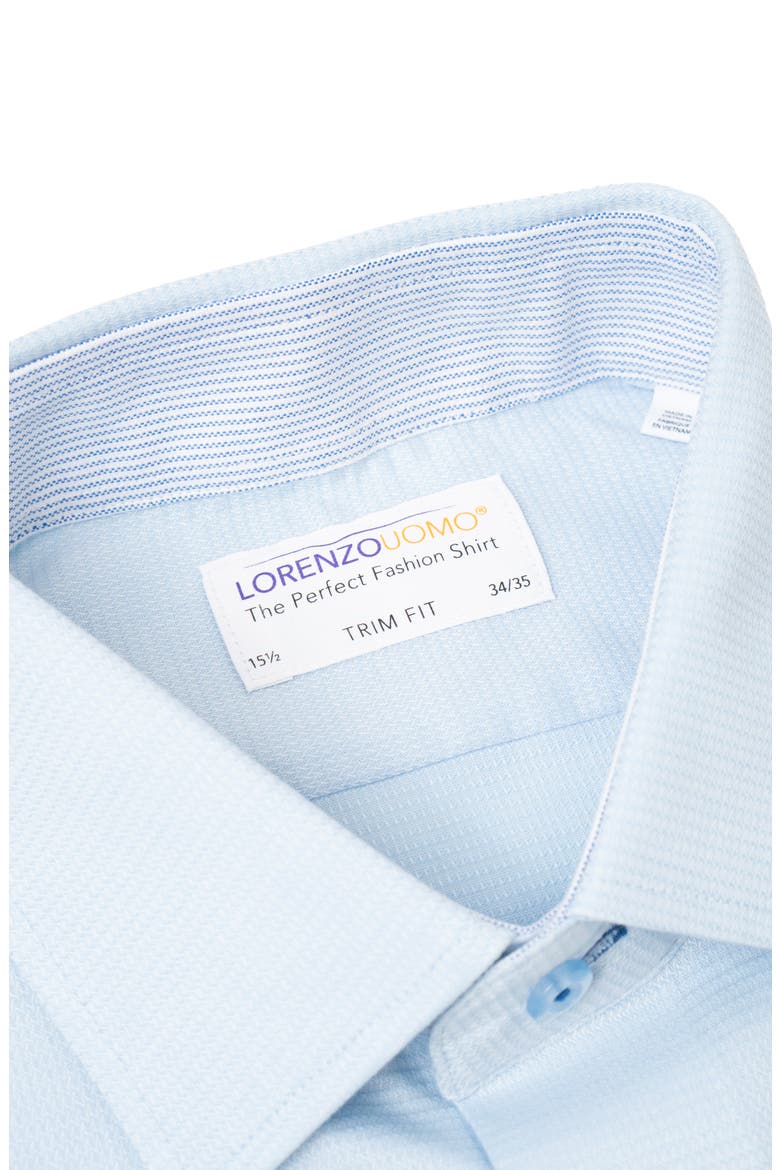Solid Textured Trim Fit Dress Shirt, Alternate, color, BLUE
