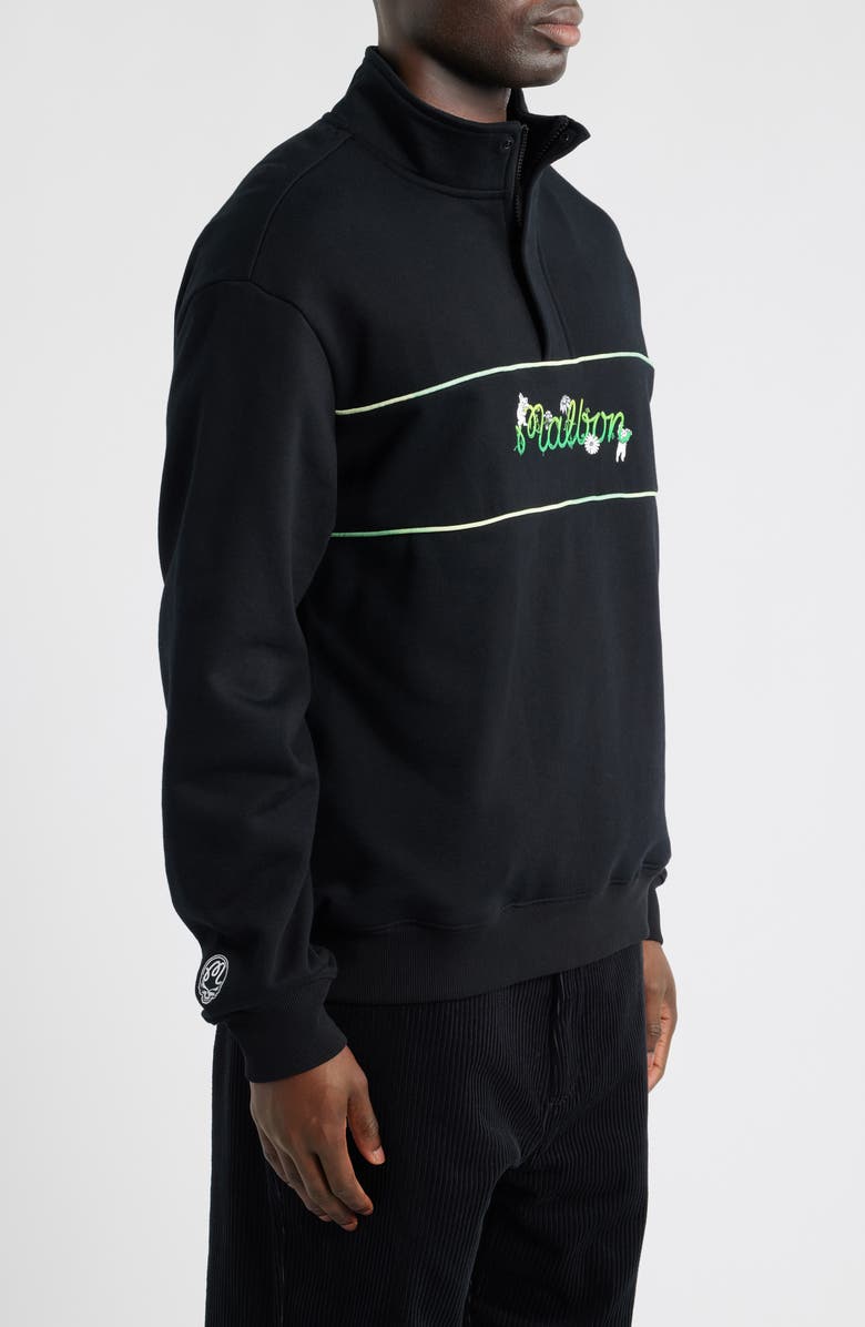 Malbon Golf Grateful Dead Quarter Zip Sweatshirt, Alternate, color, Black