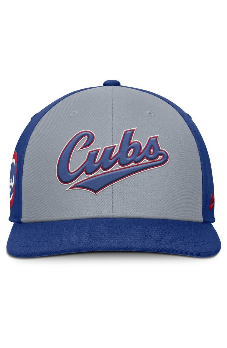 Nike Men's Nike Gray/Royal Chicago Cubs Pro Performance Snapback Hat, Alternate, color, Gray