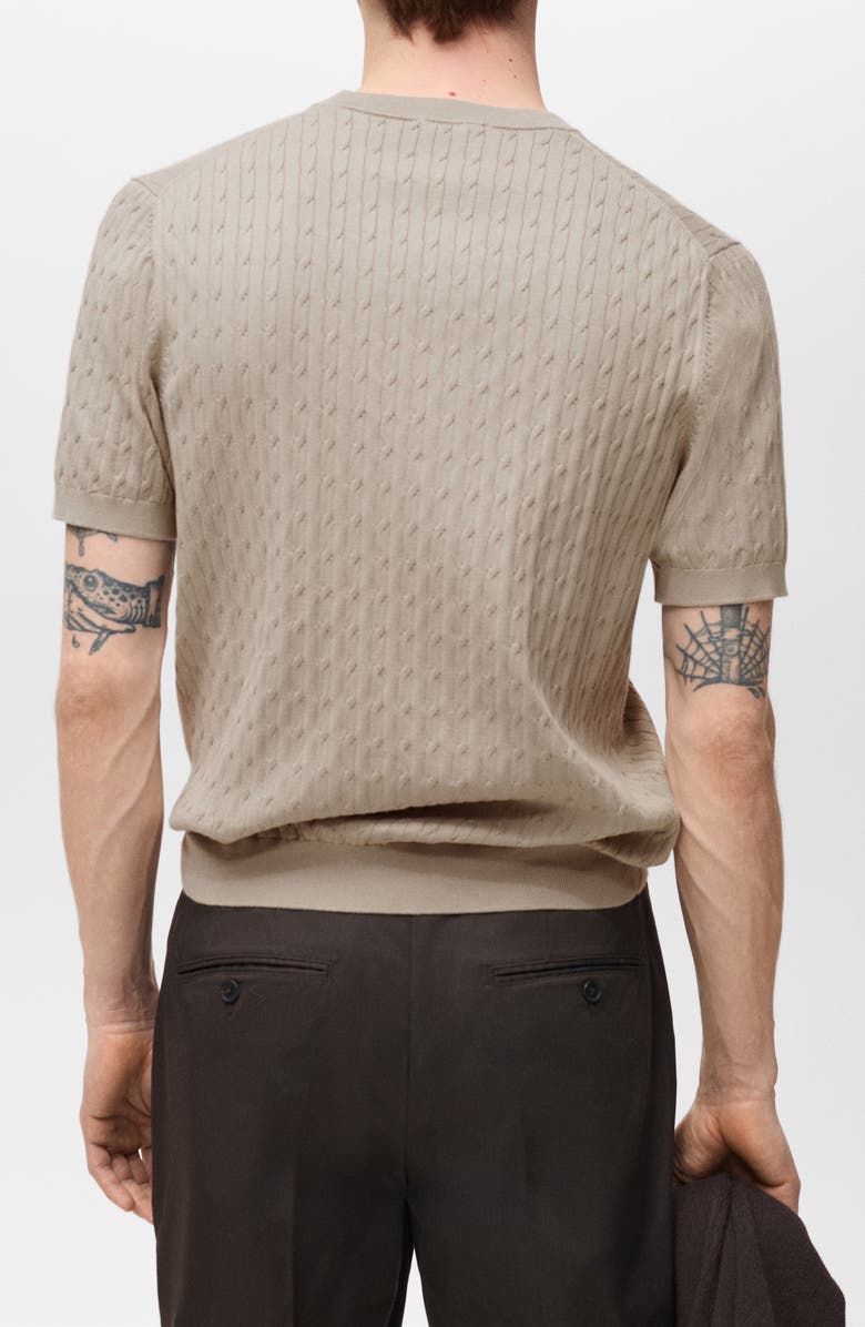 MANGO Cable Knit Cotton T-Shirt, Alternate, color, 