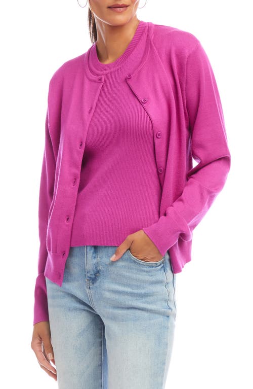 Karen Kane Long Sleeve Cardigan Sweater In Orchid