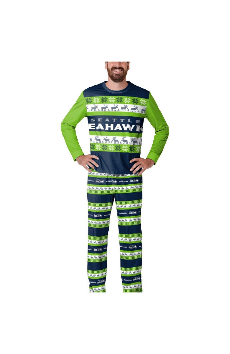 FOCO Men's FOCO College Navy Seattle Seahawks Team Ugly Pajama Set, Main, color, 