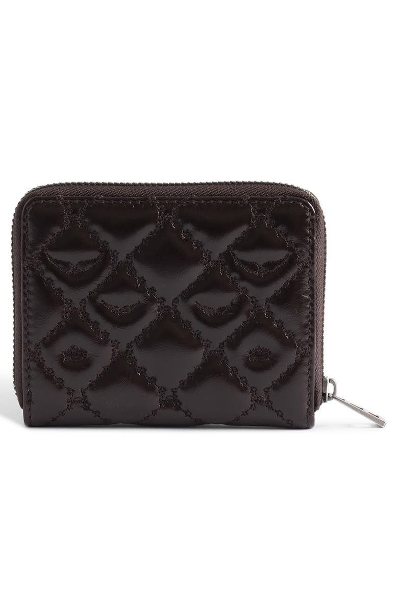 Zadig & Voltaire Mini Vintage Monogram Quilted Leather Zip Around Card Case, Alternate, color, Brownie