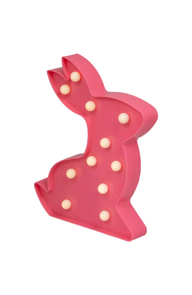 Northlight 9.5" LED Lighted Pink Easter Bunny Marquee Wall Sign, Alternate, color, Pink