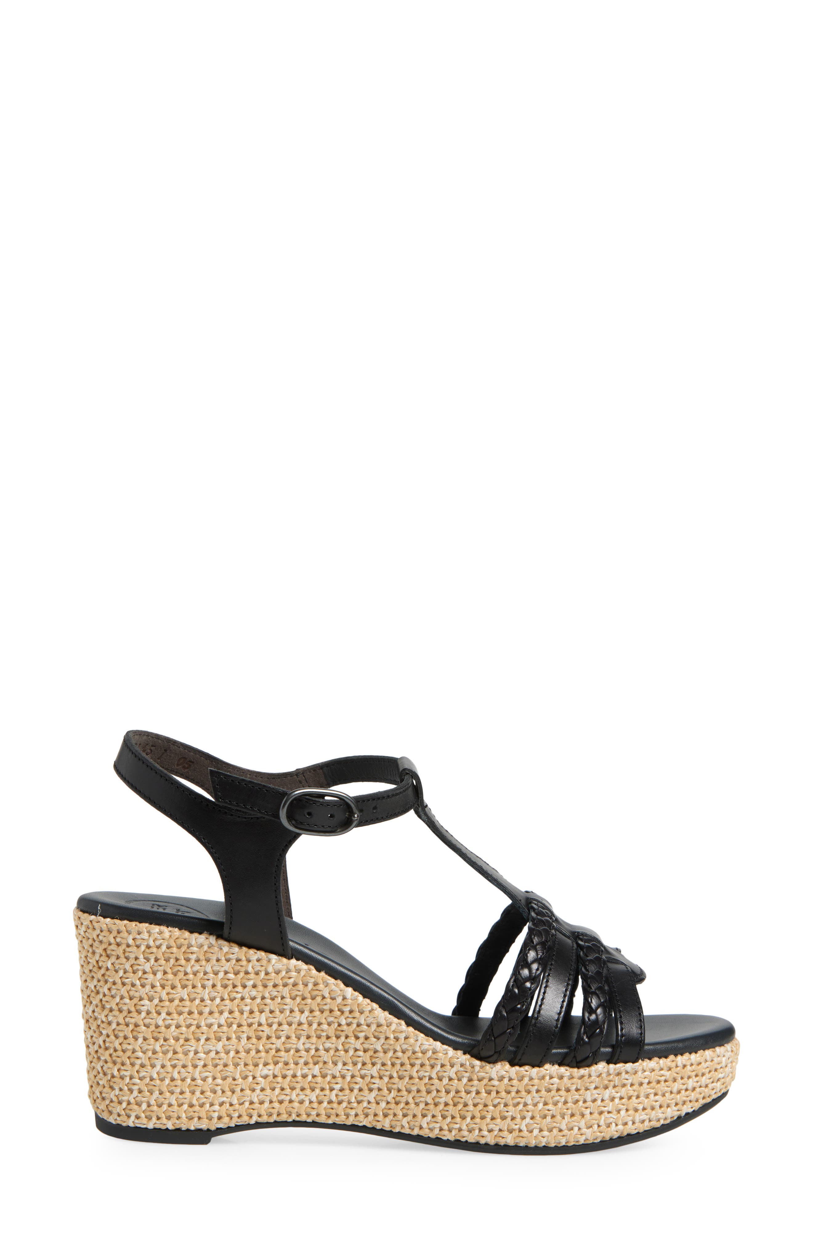 Paul Green Ava Wedge Sandal, Alternate, color, Black Star Leather