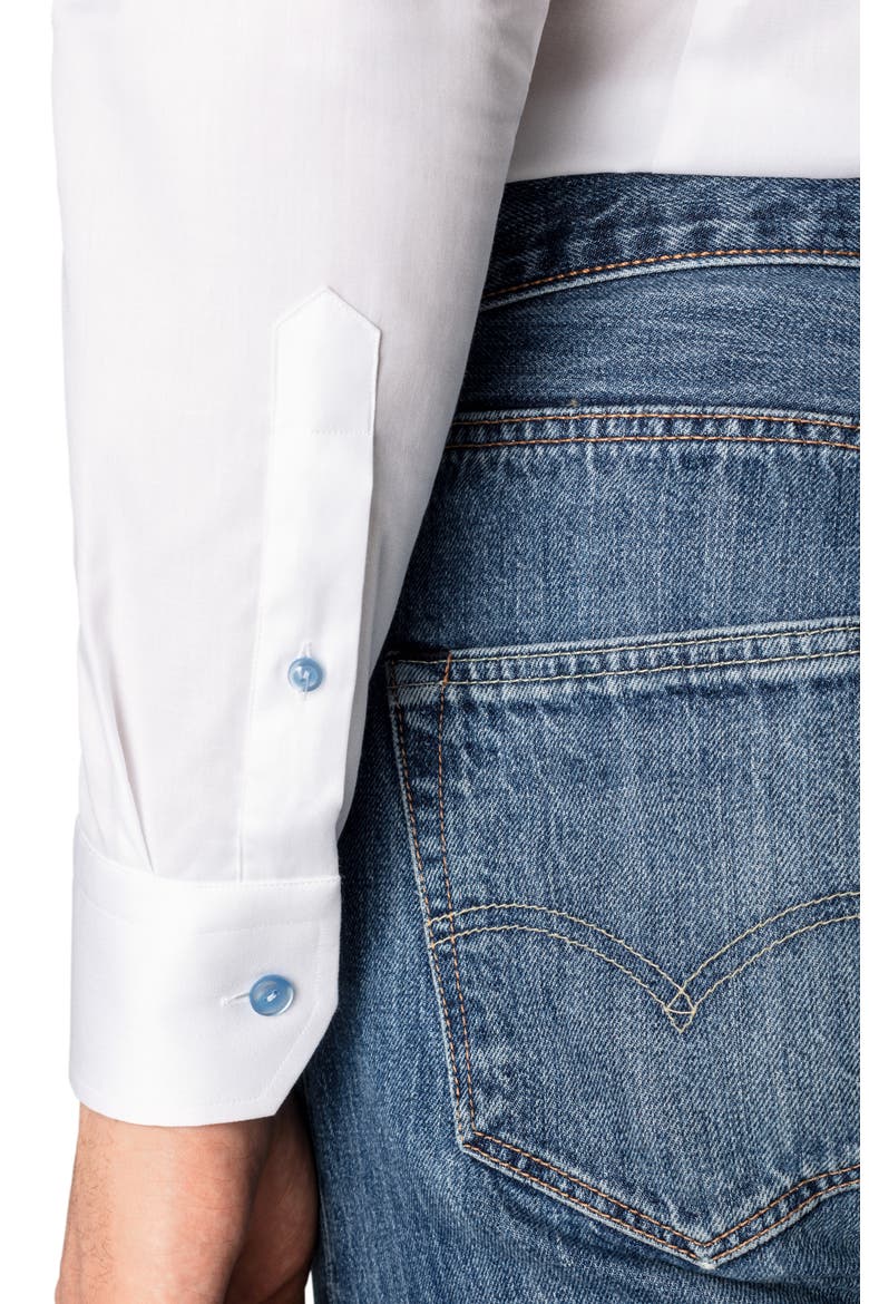 Signature Contemporary Fit Cotton Twill Dress Shirt, Alternate, color, WHITE
