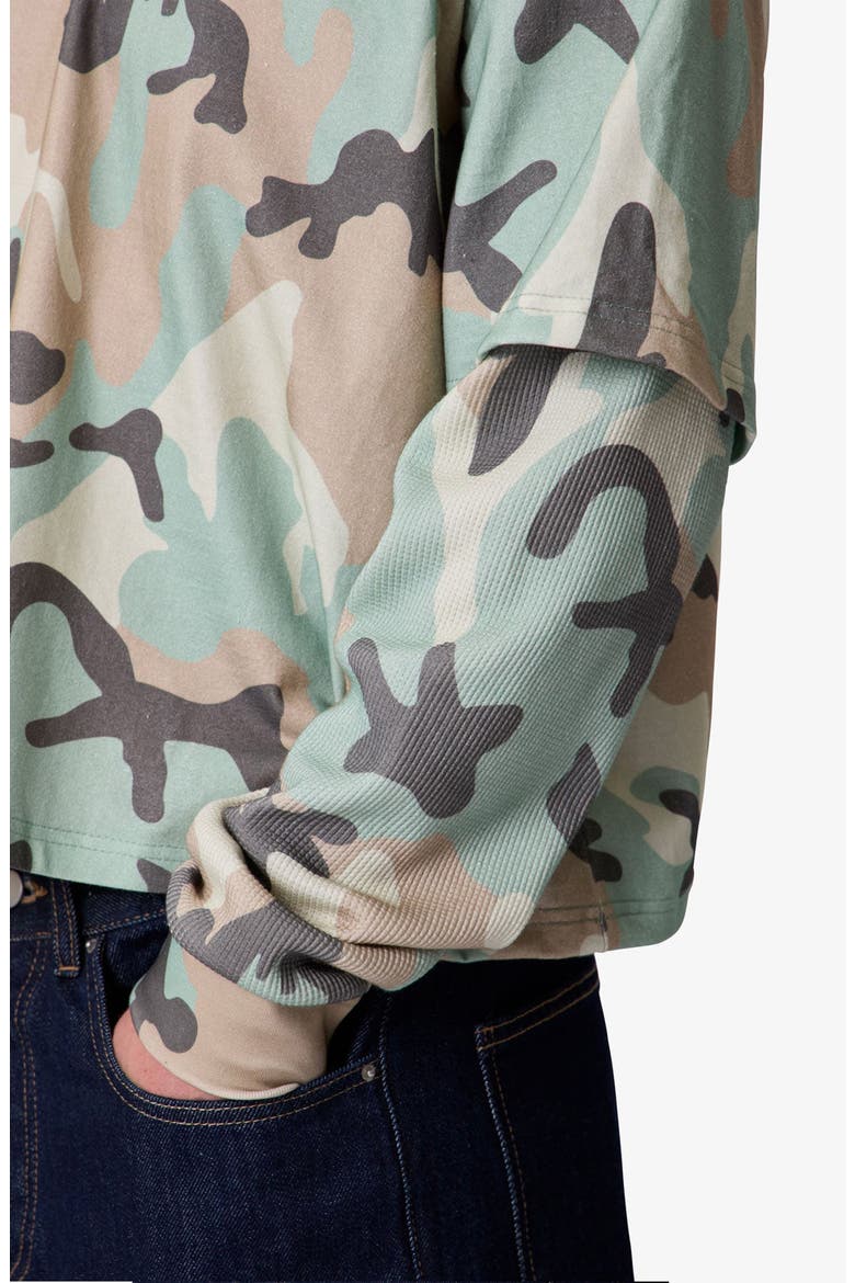 Layered Camo Print Thermal Cotton T-Shirt, Alternate, color, CAMO