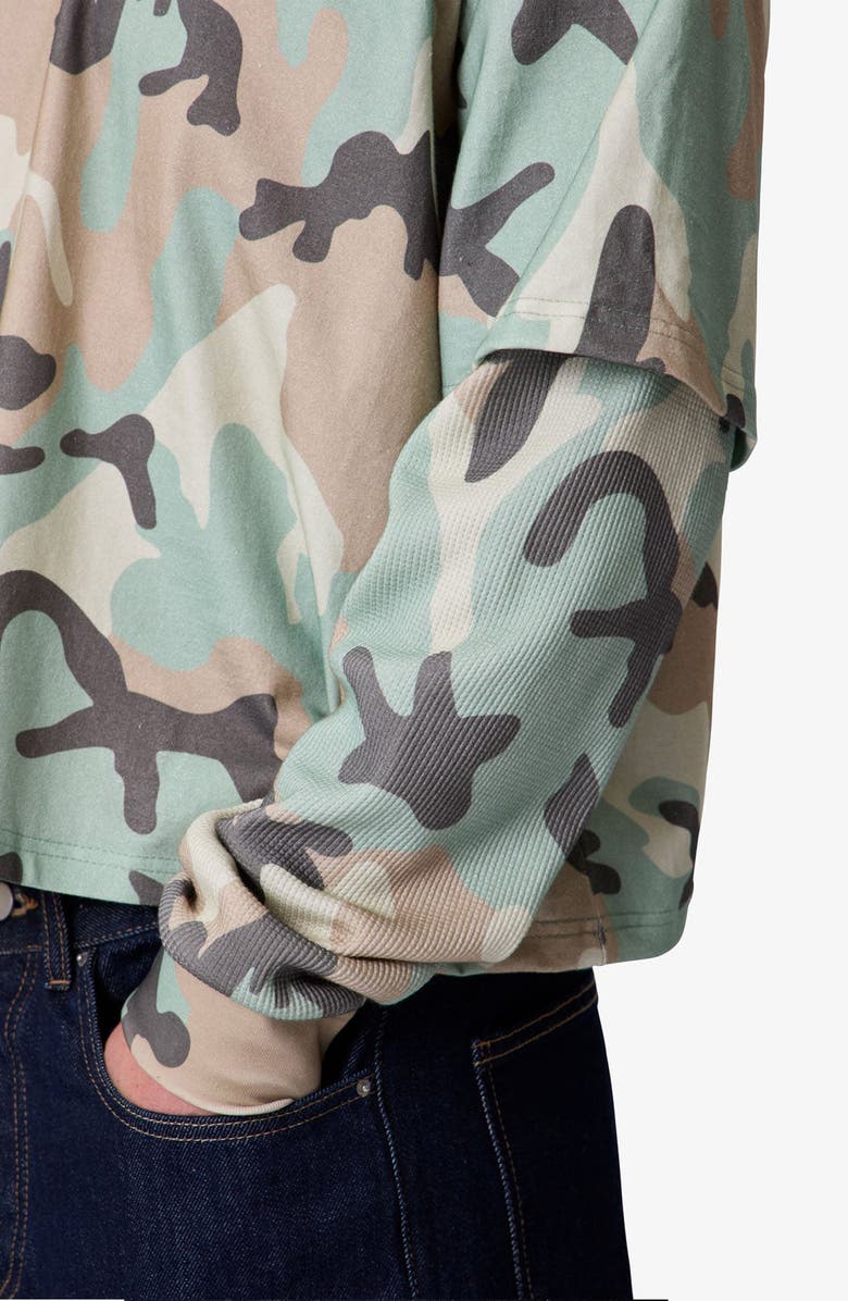 mnml Layered Camo Print Thermal Cotton T-Shirt, Alternate, color,