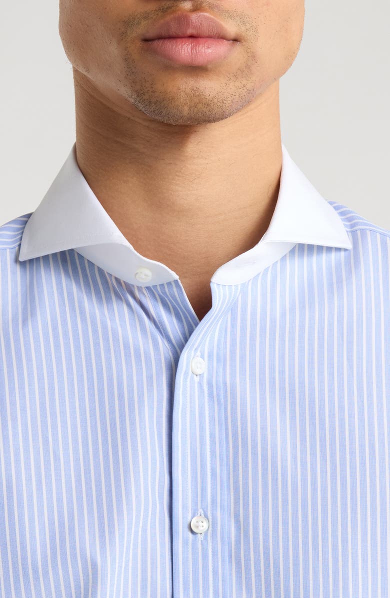 Ralph Lauren Purple Label Stripe End on End Cotton Button-Up Shirt, Alternate, color, Blue