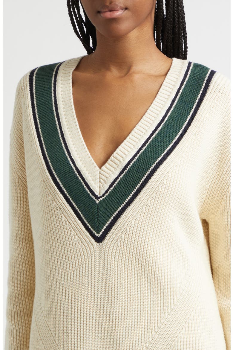 Jovren Contrast Detail Cotton & Cashmere Sweater, Alternate, color, ECRU