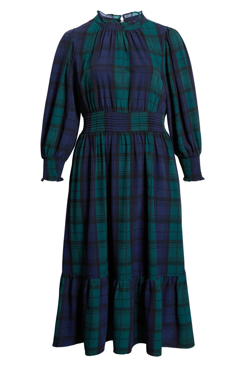 Hudson Caitlyn Plaid Long Sleeve Maxi Shirtdress, Alternate, color, NAVY-GREEN-MULTI