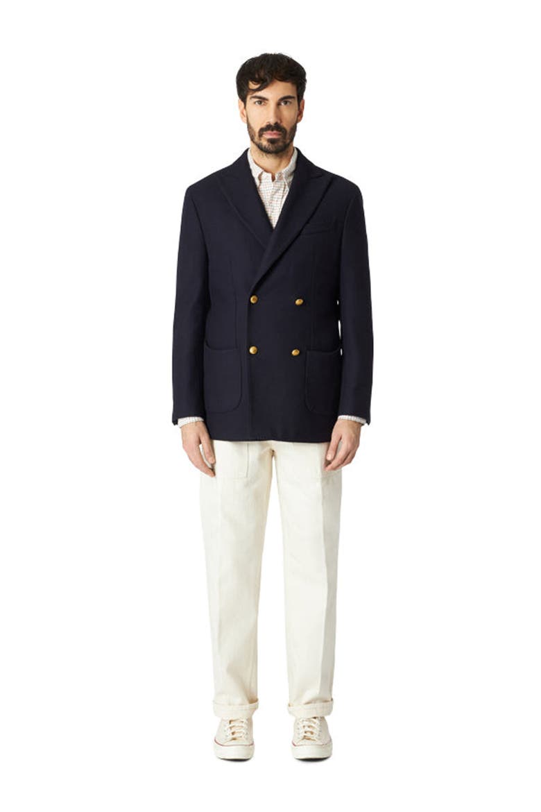 David Double-Breasted Wool Jacket, Alternate, color, NAVY BLUE