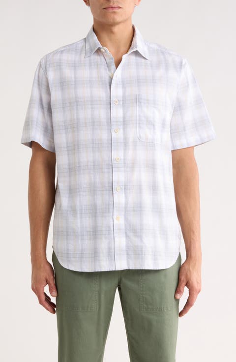 Cool Caribbean Plaid Short Sleeve Button-Up Shirt