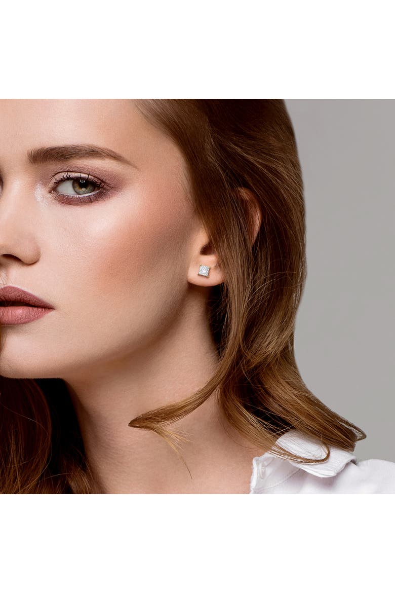 Lab-Grown Diamond Princess Stud Earrings 14k, Alternate, color, Yellow Gold
