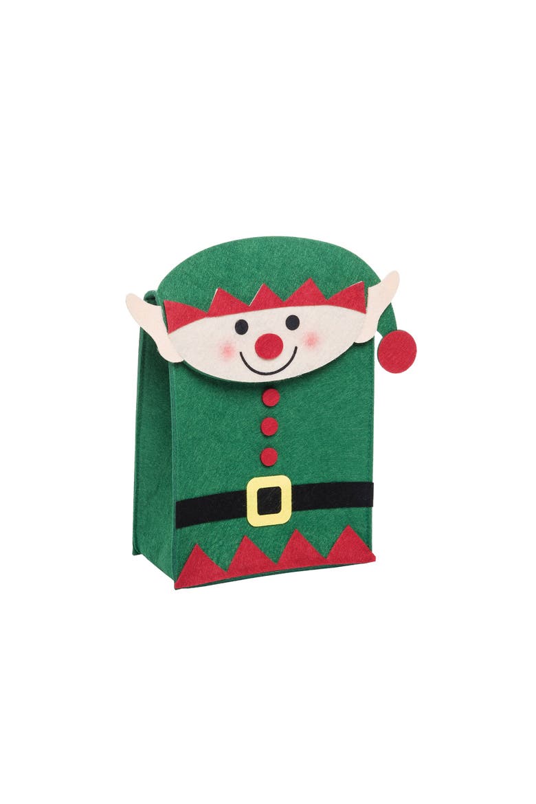 Small Elf Felt Gift Bag, Main, color, Green