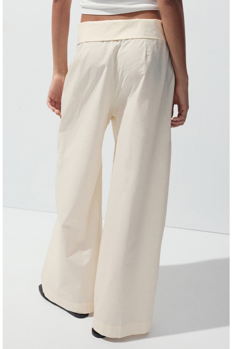 Asymmetric Waist Straight Leg Cotton Pants, Alternate, color, ECRU