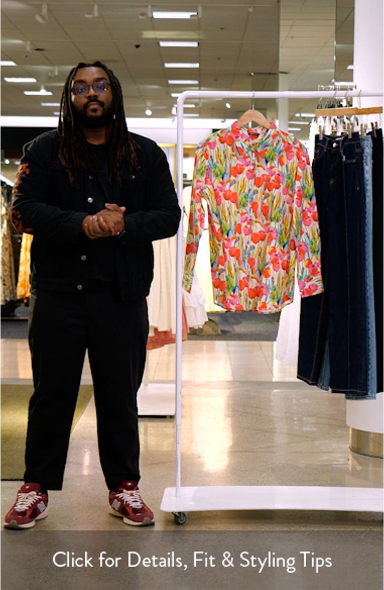 Floral Print Boyfriend Button-Up Shirt, sales video thumbnail