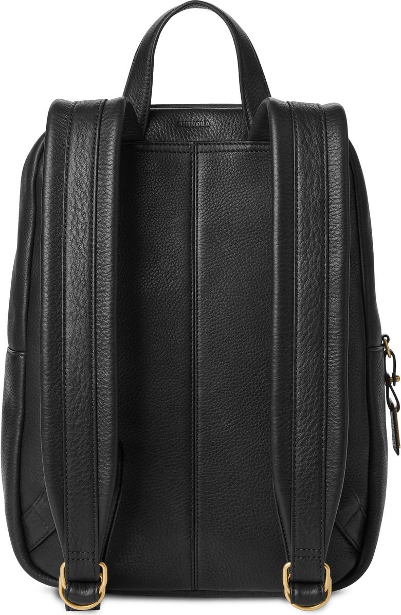 Shinola Small Runwell Leather Backpack, Alternate, color, Black