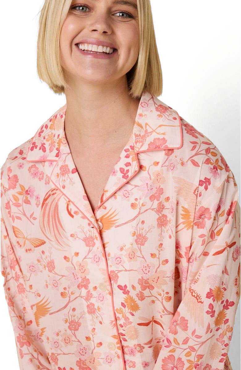 The Cat's Pajamas Voile Pajama Set, Alternate, color, Coral Bird