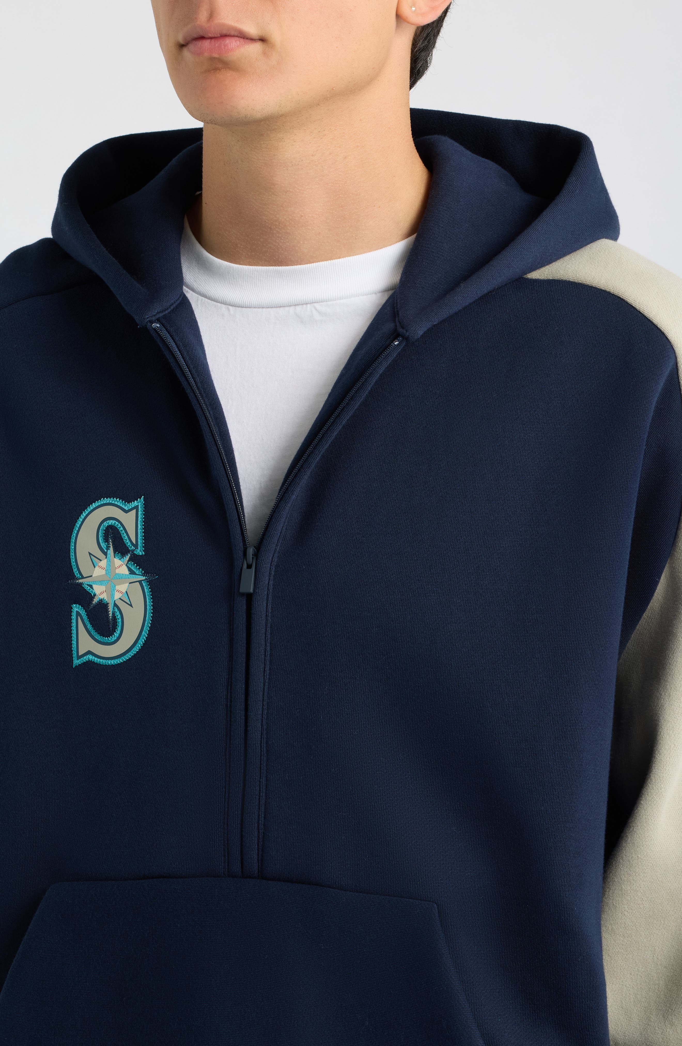 x MLB Seattle Mariners Cotton Blend Fleece Half Zip Hoodie (Men