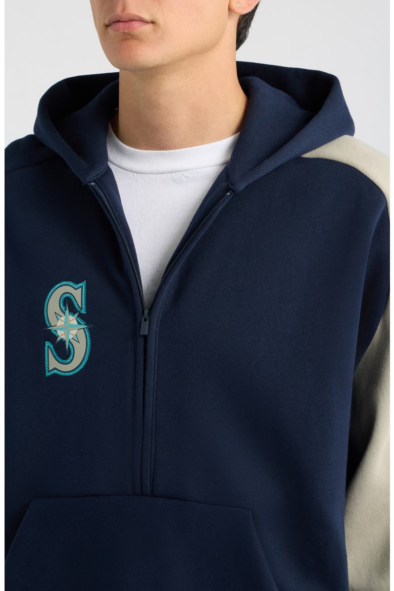 x MLB Seattle Mariners Cotton Blend Fleece Half Zip Hoodie, Alternate, color, DARK SAPPHIRE