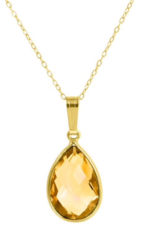 18K Gold Plated Sterling Silver Semiprecious Stone Pendant Necklace
