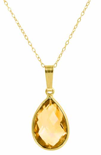 SAVVY CIE JEWELS 18K Gold Plated Sterling Silver Semiprecious Stone Pendant Necklace
