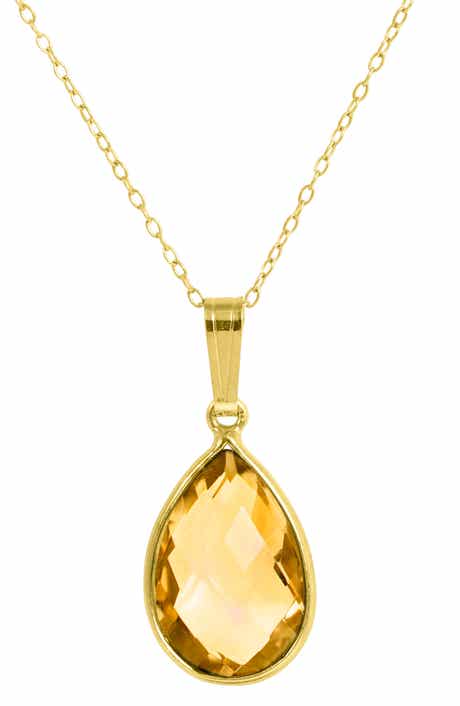 SAVVY CIE JEWELS 18K Gold Plated Sterling Silver Semiprecious Stone Pendant Necklace