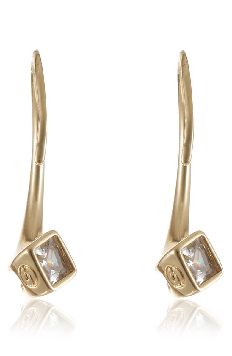 Ettika Twisted Cubic Zirconia Hoop Earrings, Alternate, color, Gold