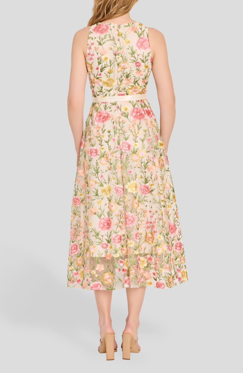 Tahari ASL Embroidered Sleeveless Midi Dress, Alternate, color, Buttercup Multi