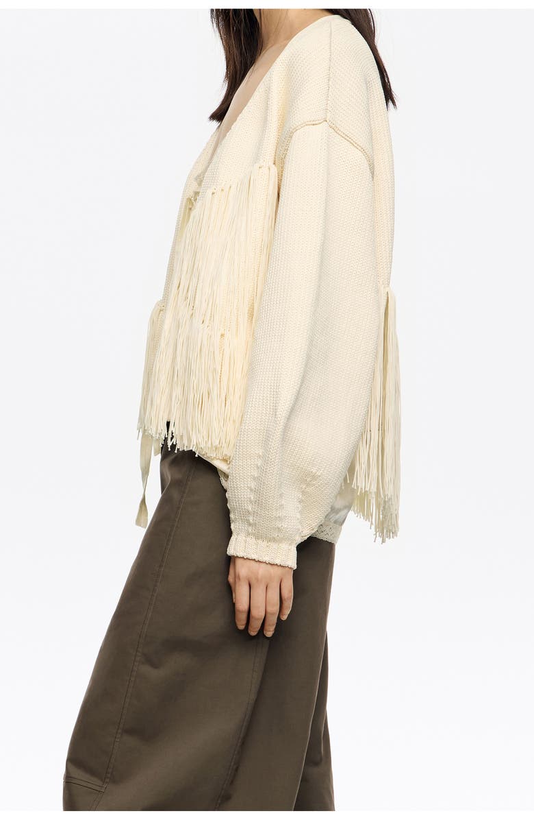 Bimba y Lola Fringed Knit Cardigan, Alternate, color, 