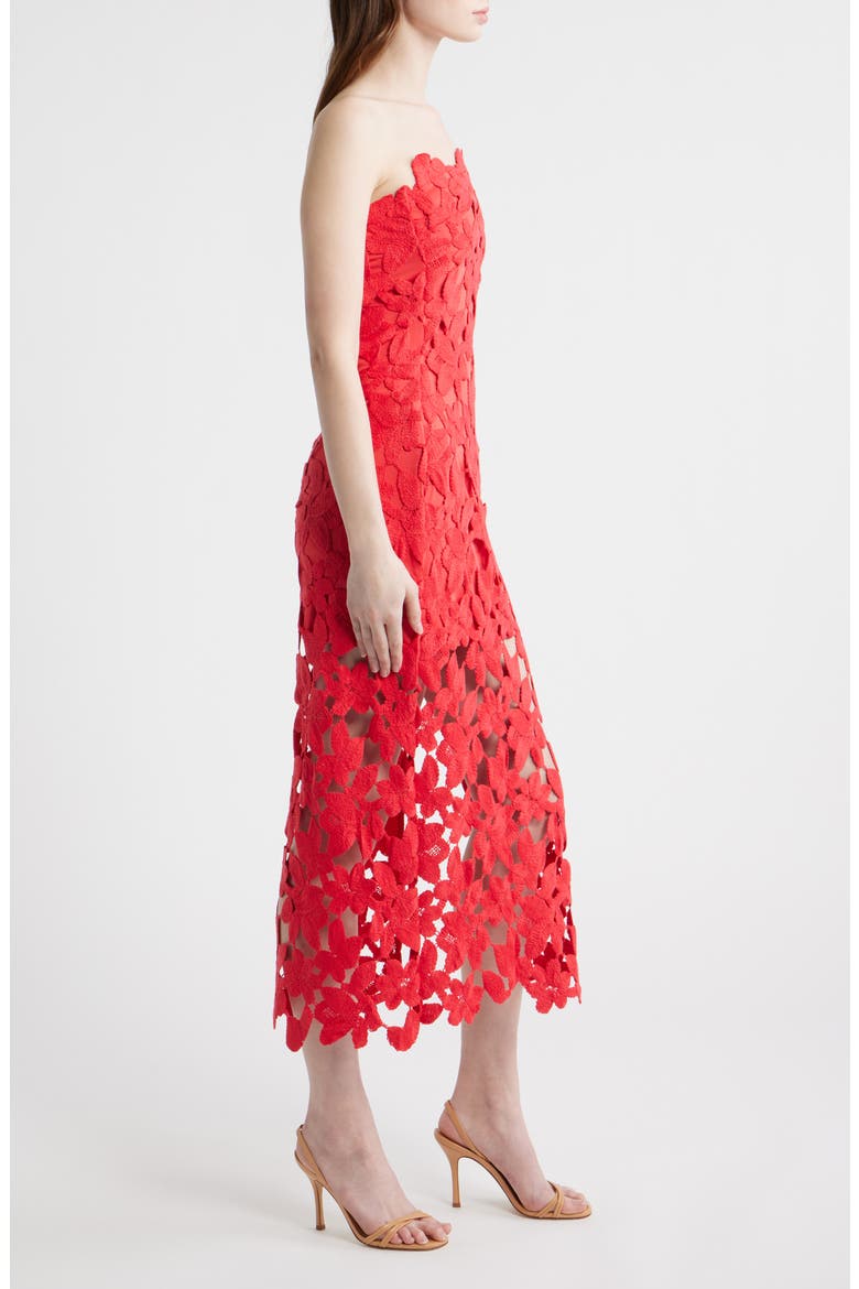 Philomena Sleeveless Lace Midi Dress, Alternate, color, CHERRY RED