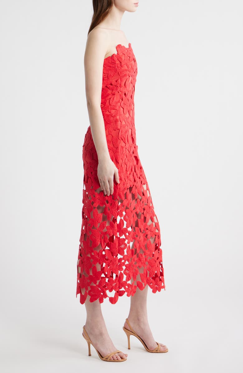 Saylor Philomena Sleeveless Lace Midi Dress, Alternate, color, Cherry Red