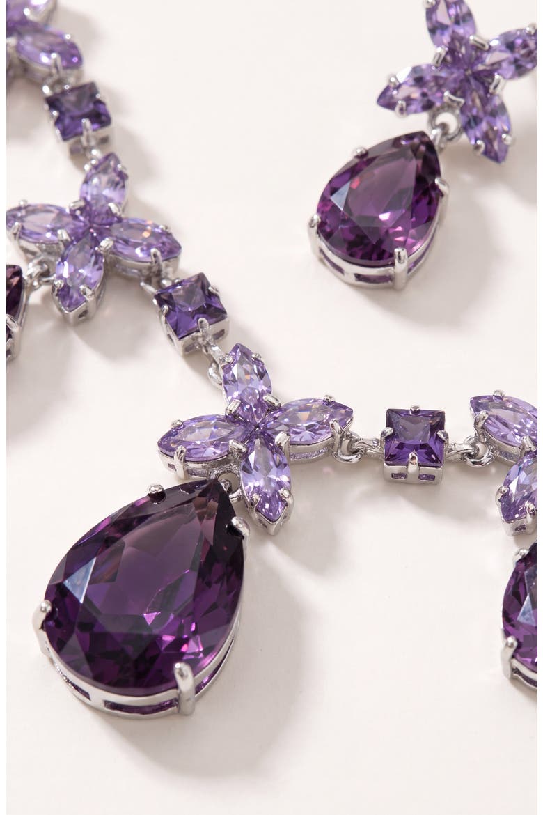 Crystal Necklace and Earrings Set, Alternate, color, Purple