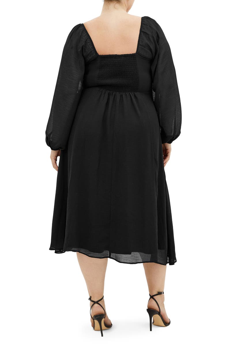 City Chic Flirty Long Sleeve Cocktail Midi Dress, Alternate, color,