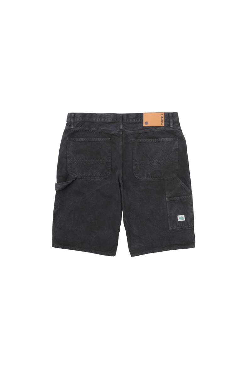 vowels Denim Painter Shorts, Alternate, color, Black