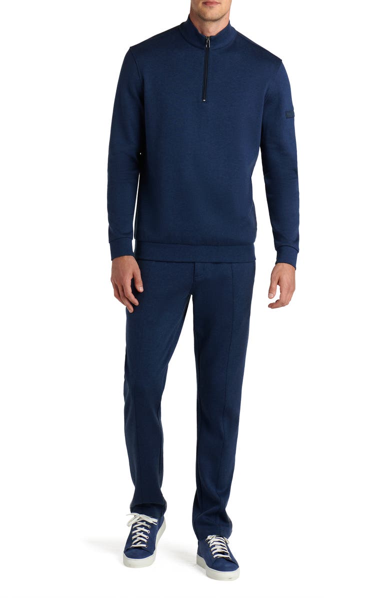 Bugatchi Comfort Cotton Blend Quarter Zip Pullover, Alternate, color, Navy